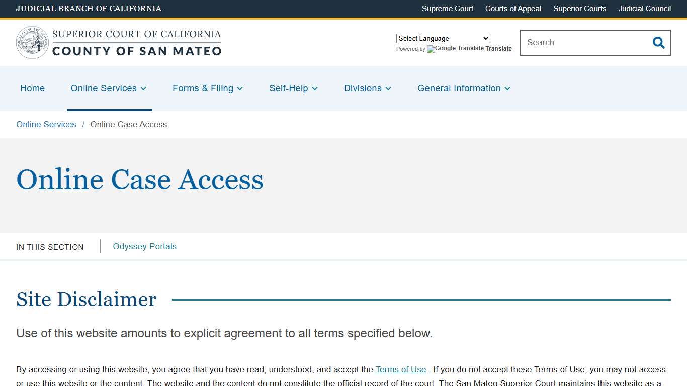 Online Case Access | Superior Court of California | County of San Mateo